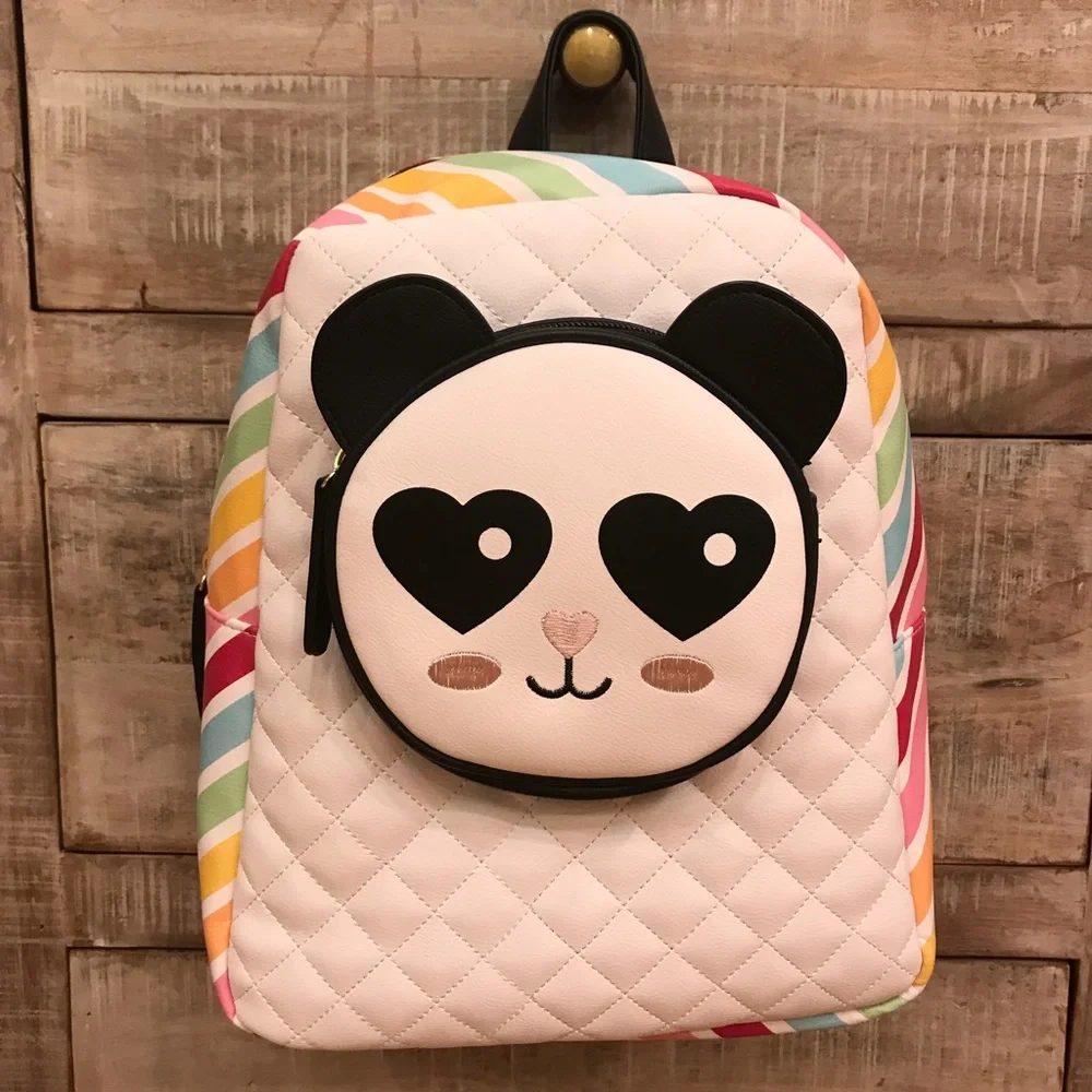 BETSEY JOHNSON Quilted Rainbow Panda Backpack Luv Betsey Johnson Panda Rainbow EDM Quilted Backpack School  main image 3